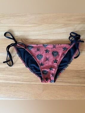 Ed Hardy Pink and Black Embellished Bikini Bottoms